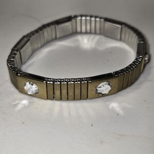 Arthritic Gold Tone Stretch Bracelet with Rhinestones